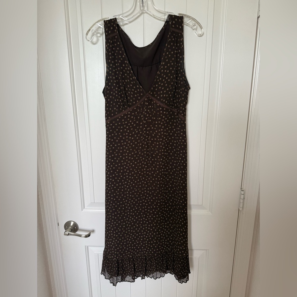 Banana Republic Brown Sleeveless Silk polka Dot Dress